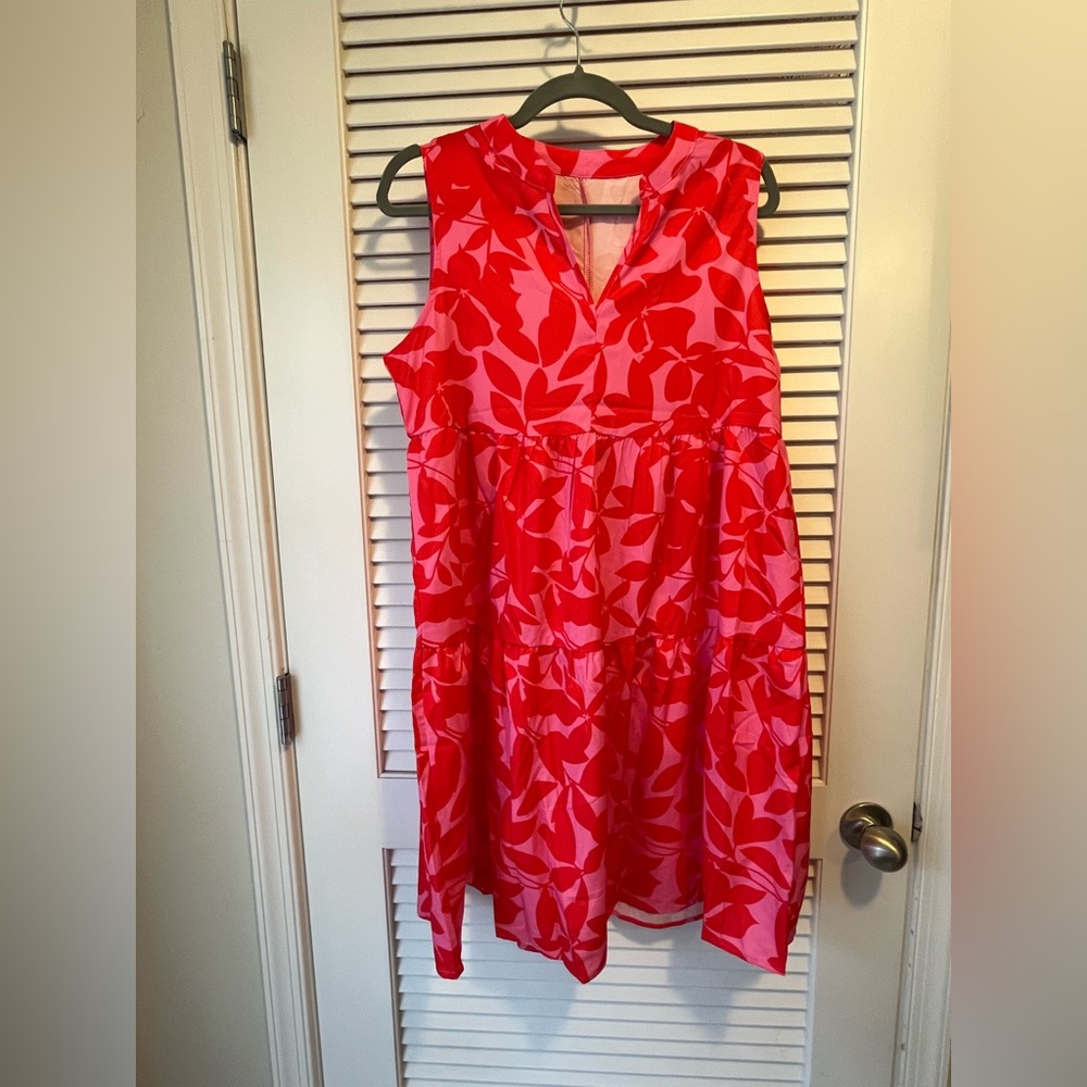SHEIN Vibrant Red and Pink Floral Dress